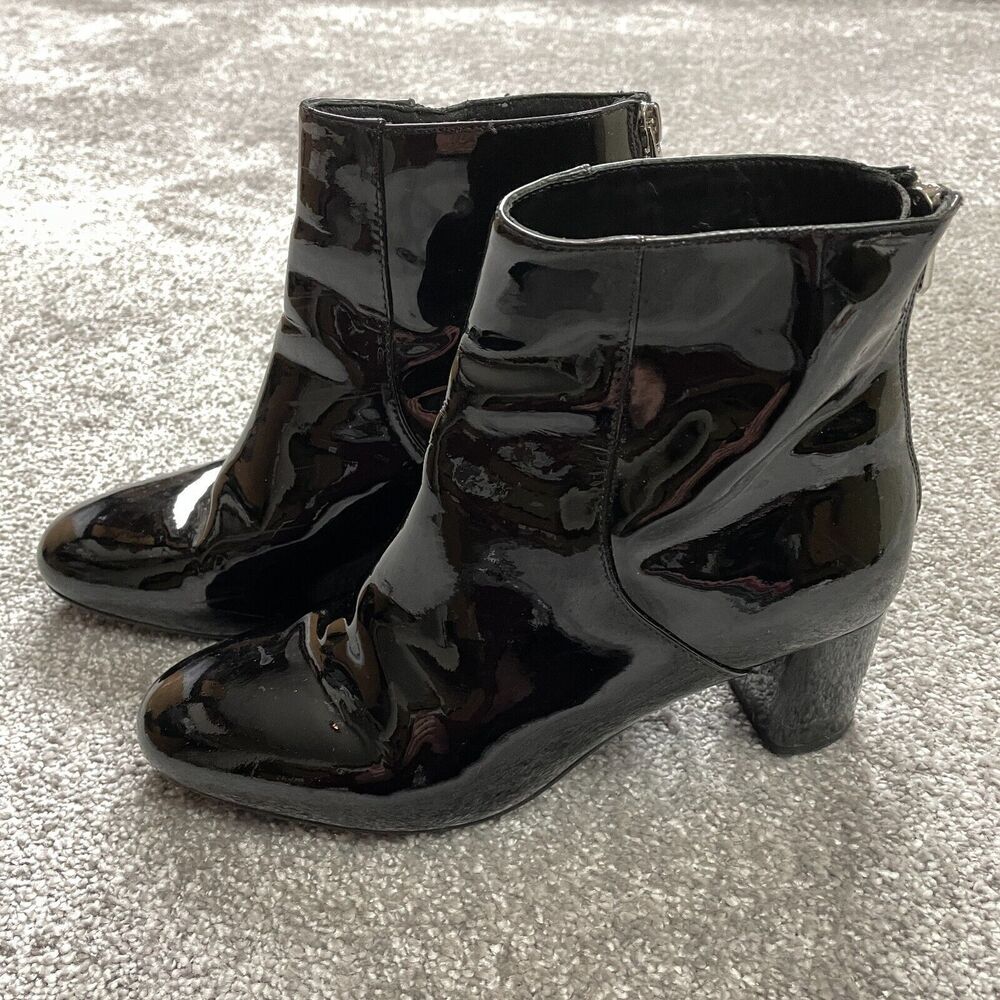 & Other Stories Black Almond Toe Boots Booties Womens Size 8 Heel Zip Shoes